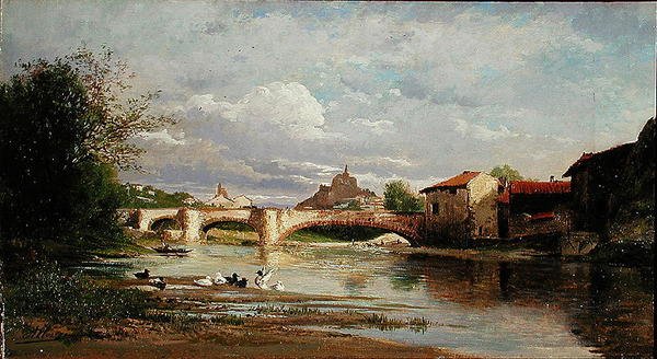 Brücke mit Enten, 1872 von Auguste Allonge