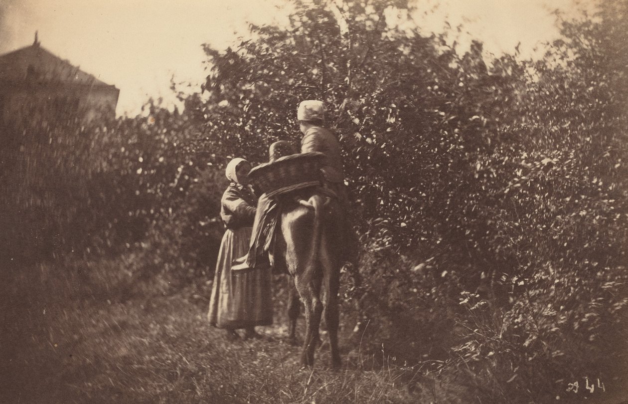 Zwei Frauen mit Esel, späte 1870er von Auguste Giraudon