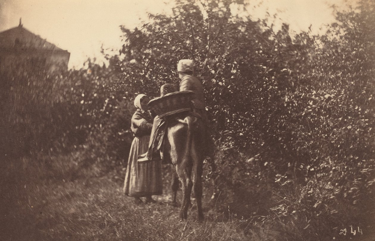 Zwei Frauen mit Esel von Auguste Giraudon