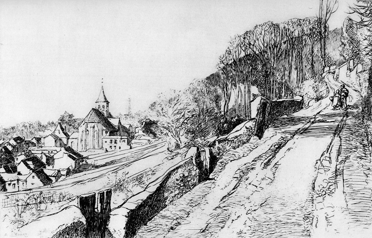 Die Kirche von St. Prix, um 1870-1910, 1924 von Auguste Louis Lepère
