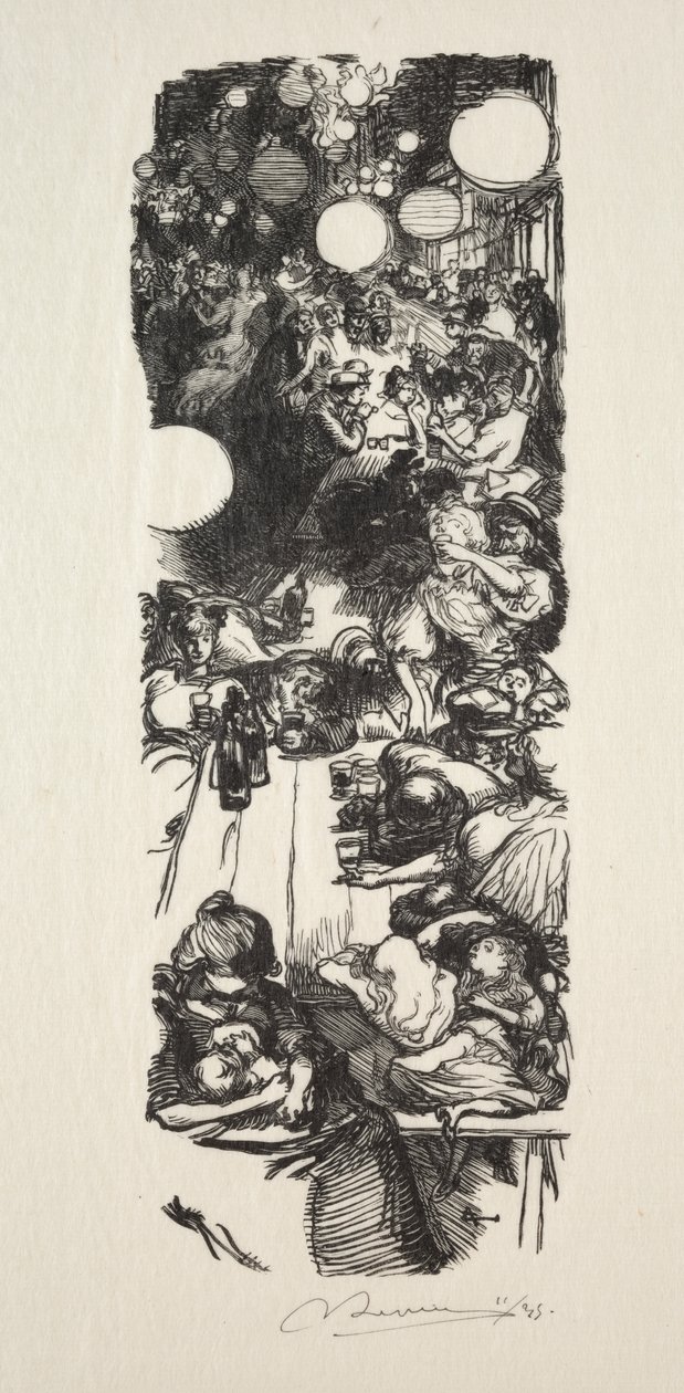 14. Juli, Rue de Belleville, Mitternacht von Auguste Louis Lepère