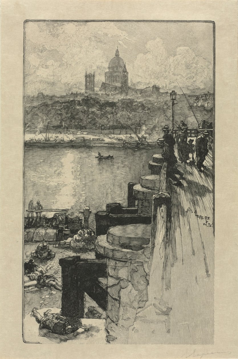 [Fischer auf einem Pier, Paris] von Auguste Louis Lepère