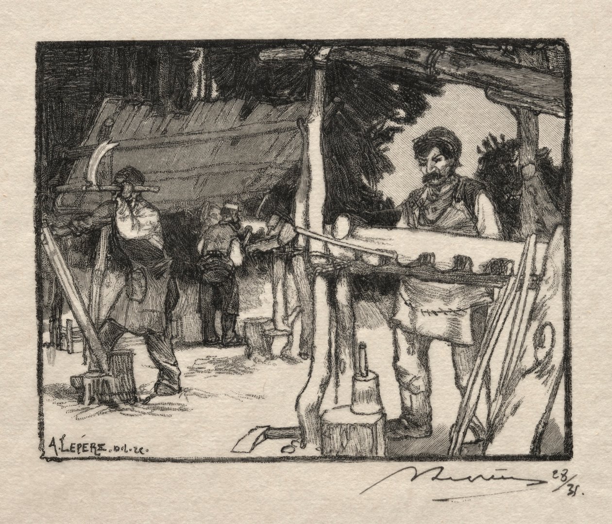 Le Fabricant de lattes, 1889 von Auguste Louis Lepère