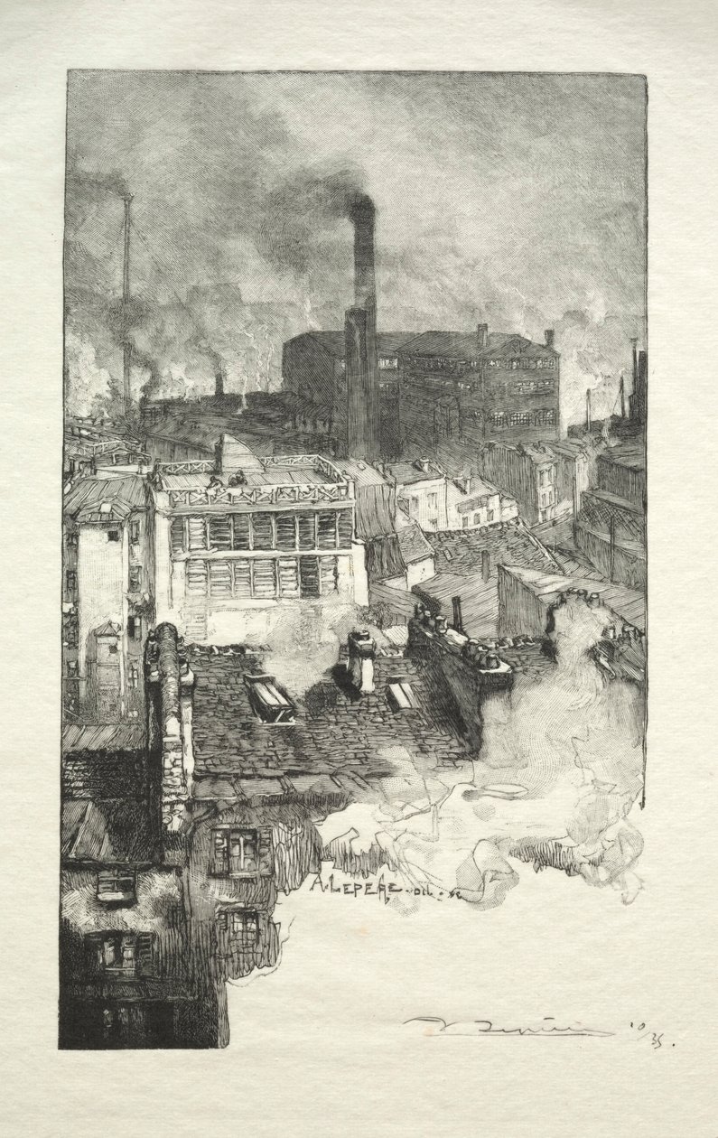 Quartier des Gobelins, 1889 von Auguste Louis Lepère