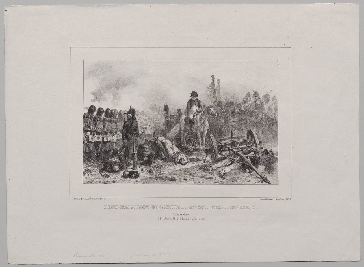 Lithographisches Album von 1837: Halb-Bataillon links...Zielen!...Feuer!...Laden von Auguste Raffet