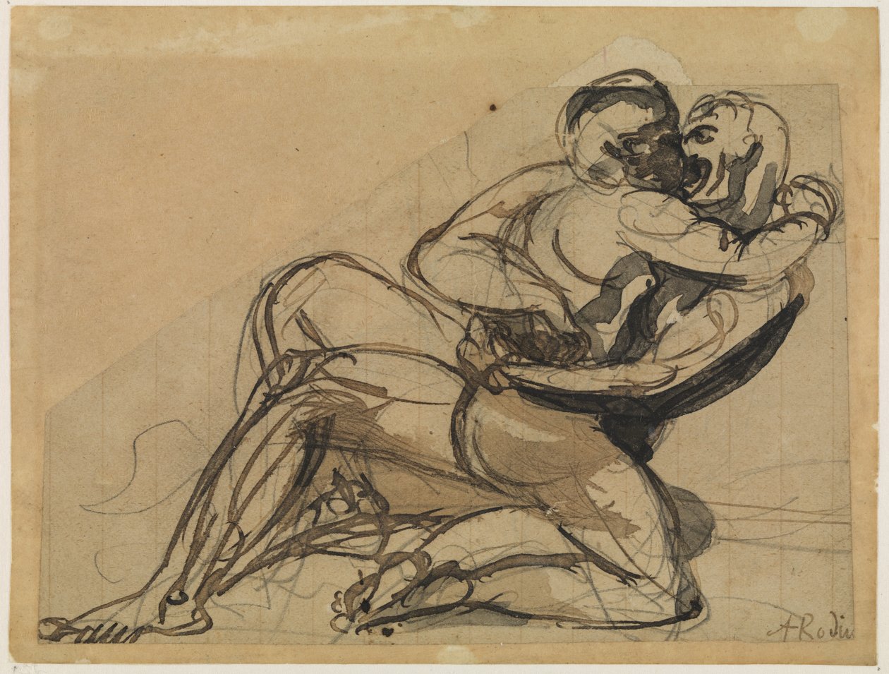 Ein Mann, der eine Frau umarmt von Auguste Rodin