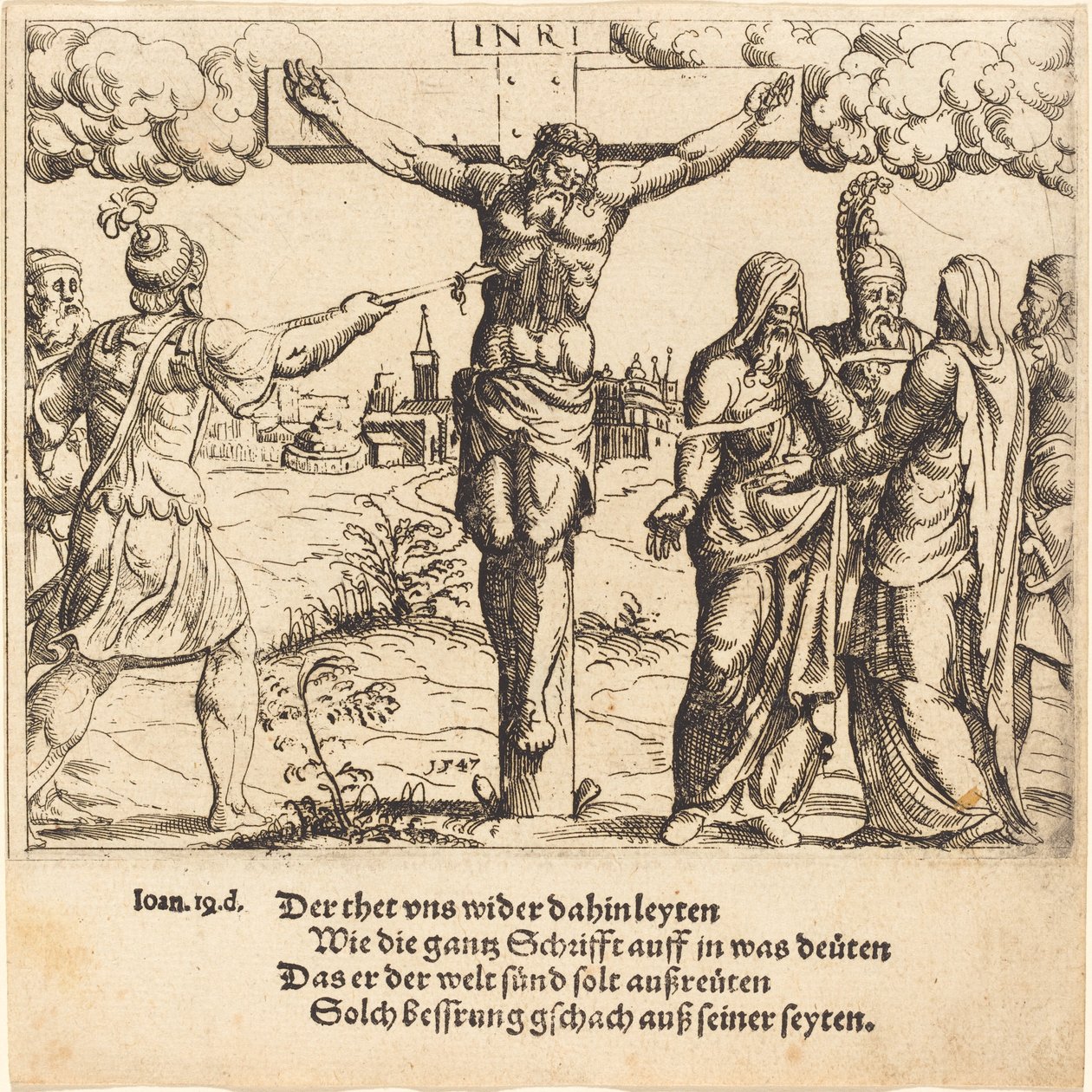 Christus wird mit der Lanze durchbohrt von Augustin Hirschvogel