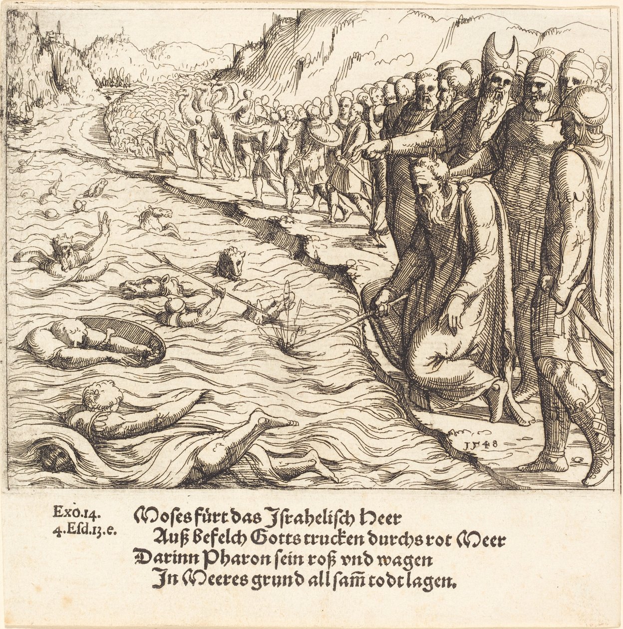 Moses schließt das Rote Meer von Augustin Hirschvogel
