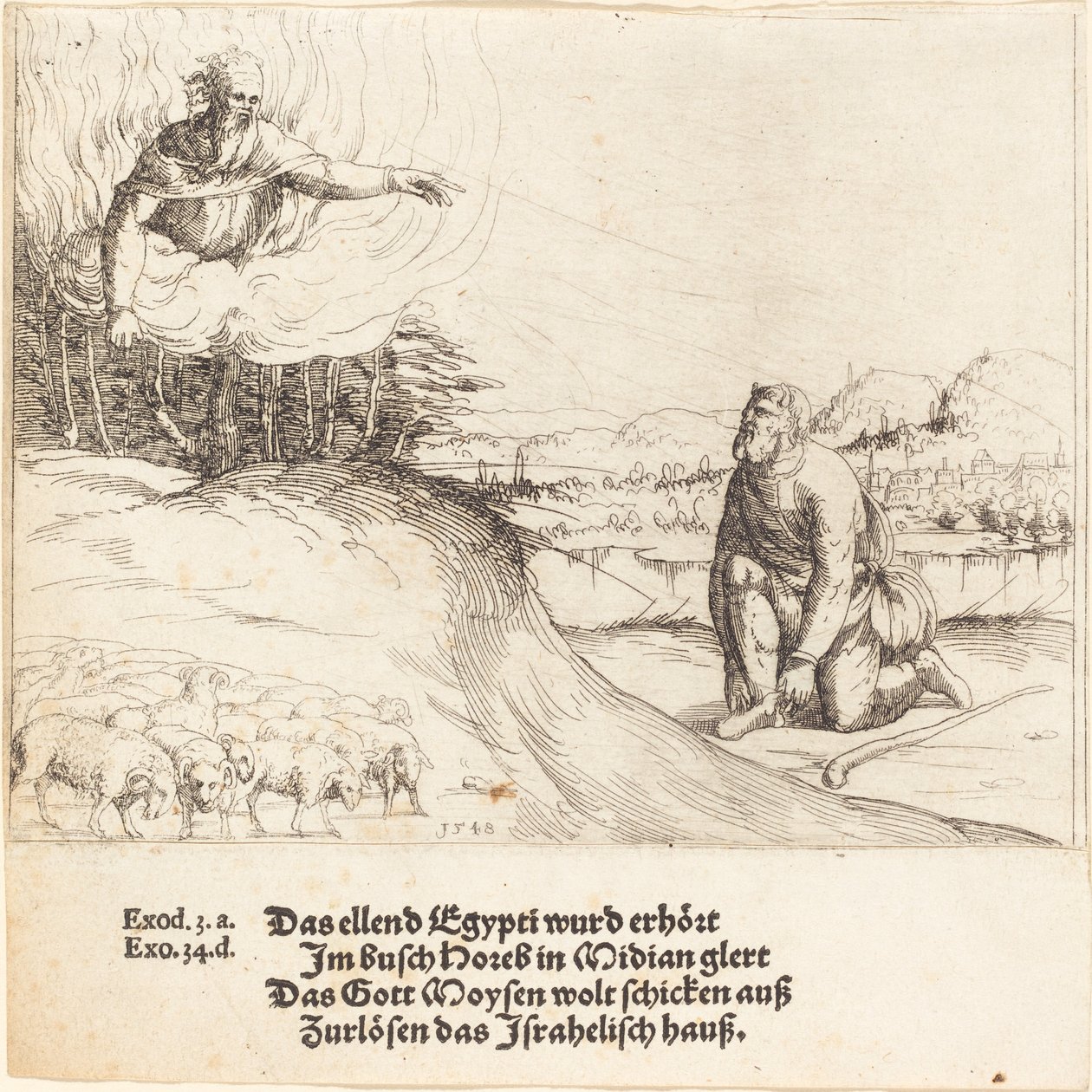 Moses und der brennende Busch von Augustin Hirschvogel