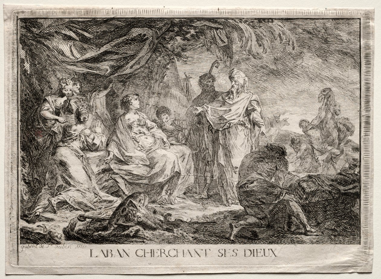 Laban sucht seine Götter von Augustin de Saint Aubin