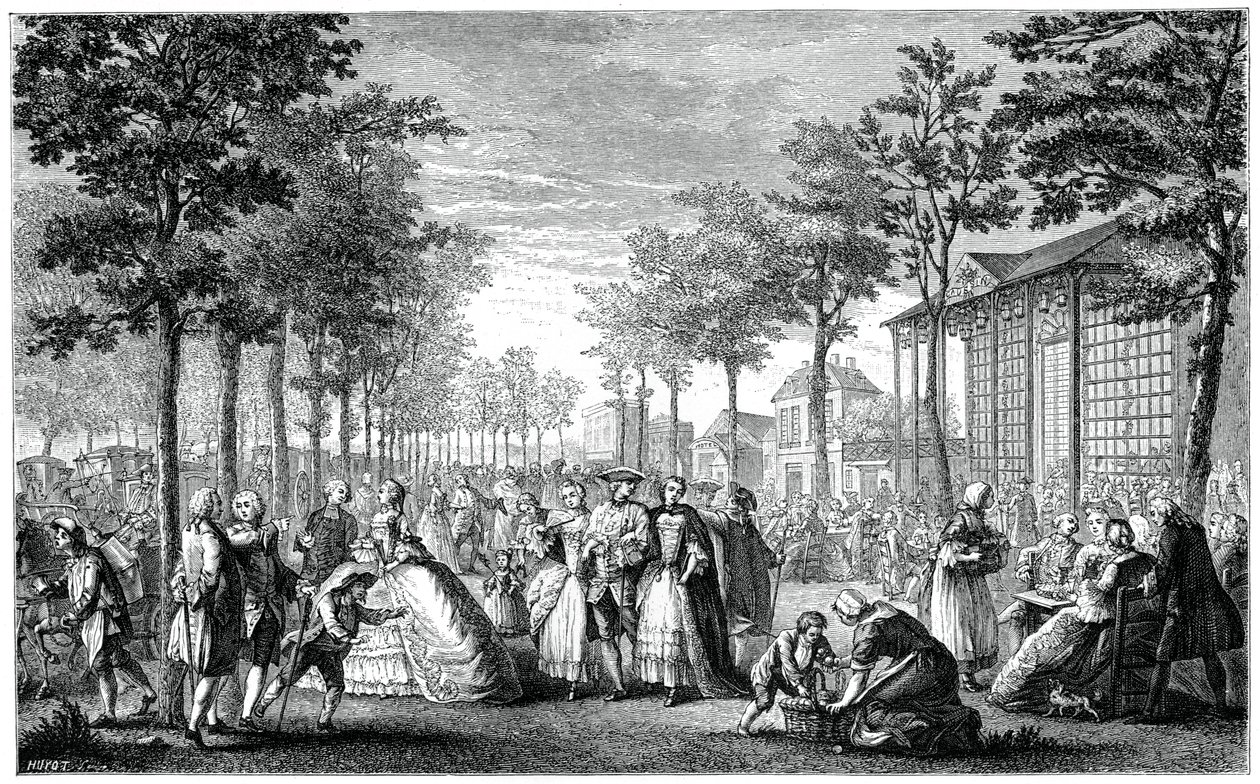 Die Promenade, Paris, 1885 von Augustin de Saint Aubin