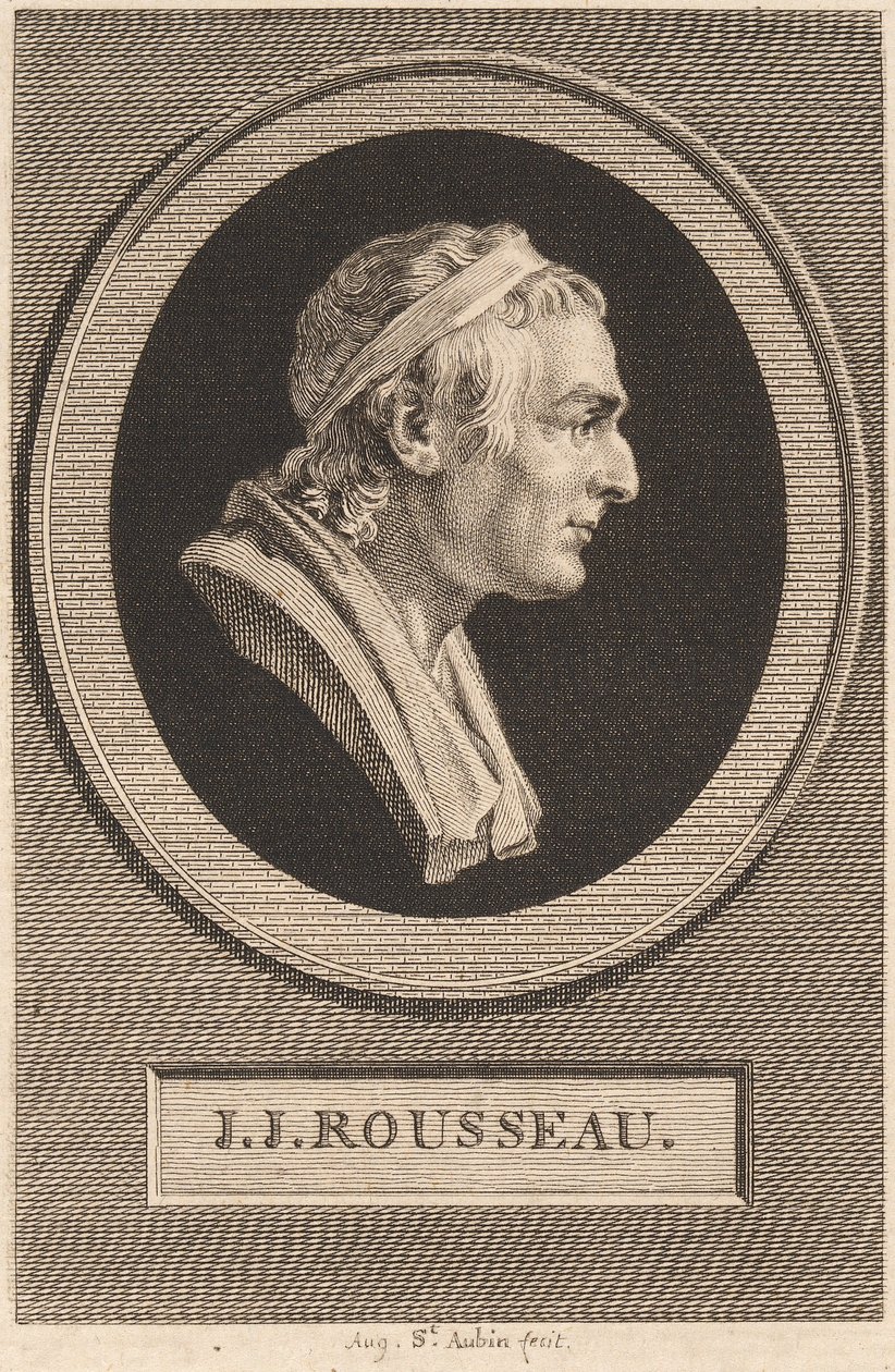 Jean-Jacques Rousseau von Augustin de Saint Aubin after Jean Antoine Houdon