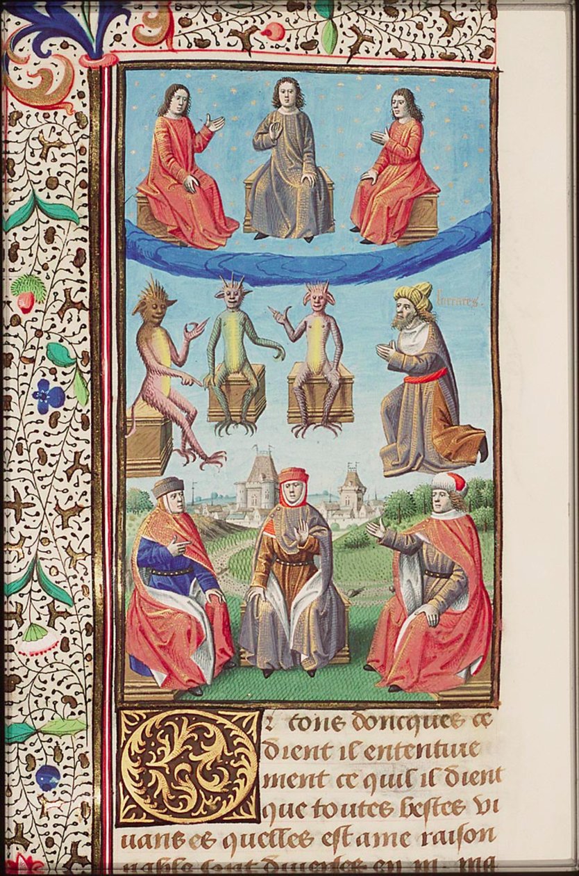 Illustrierte Seite aus dem Buch Die Stadt Gottes, französische Übersetzung von Raoul de Presles (1371-1375) von Augustine of Hippo