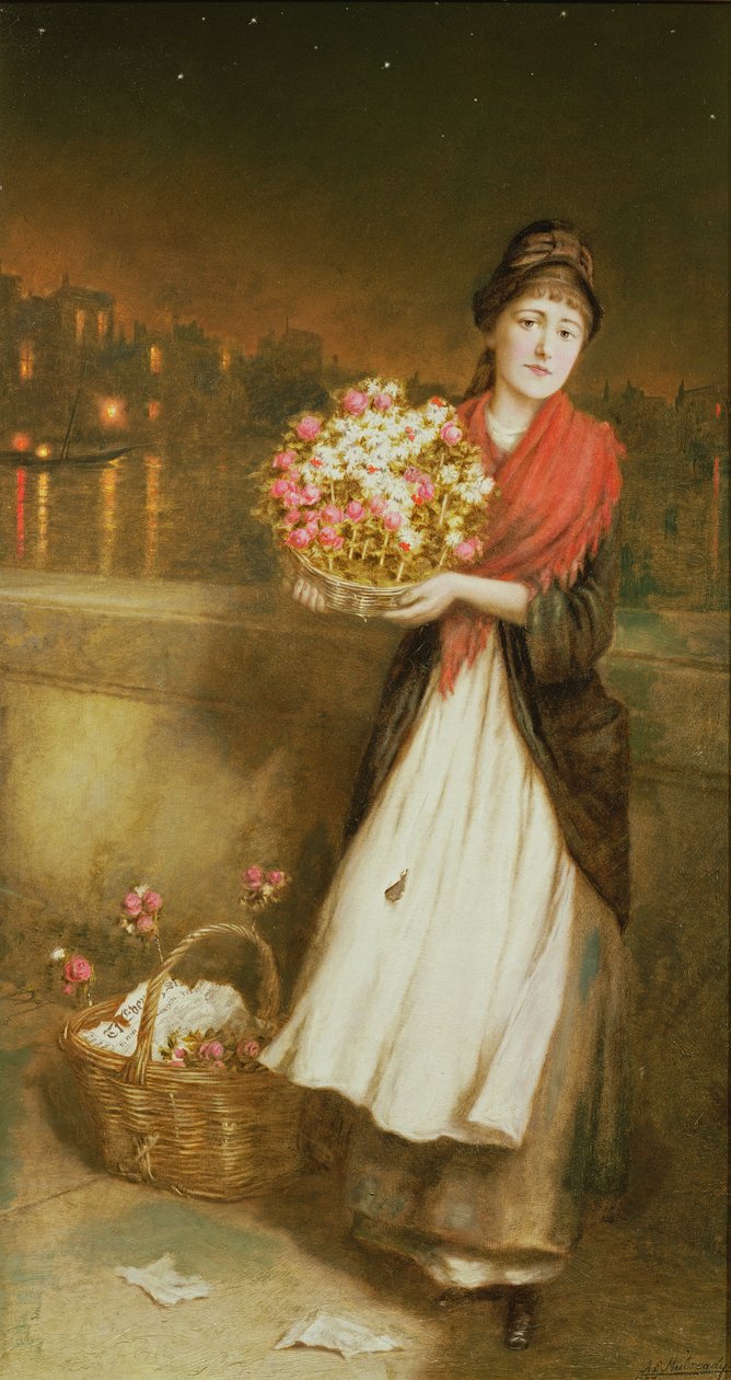 Ein Londoner Blumenmädchen, 1877 von Augustus Edward Mulready