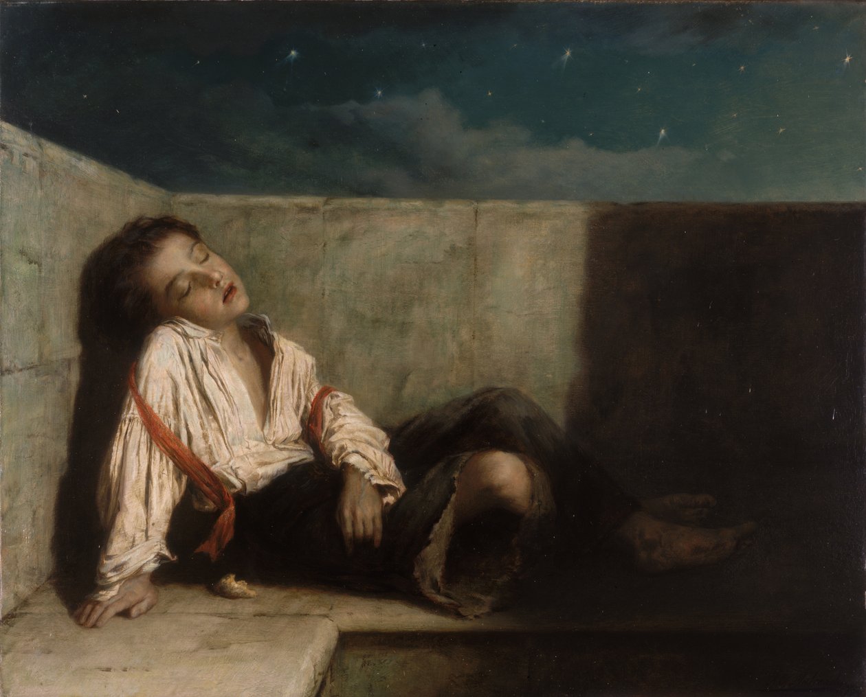 Eine Nische auf einer Londoner Brücke, 1879 von Augustus Edward Mulready