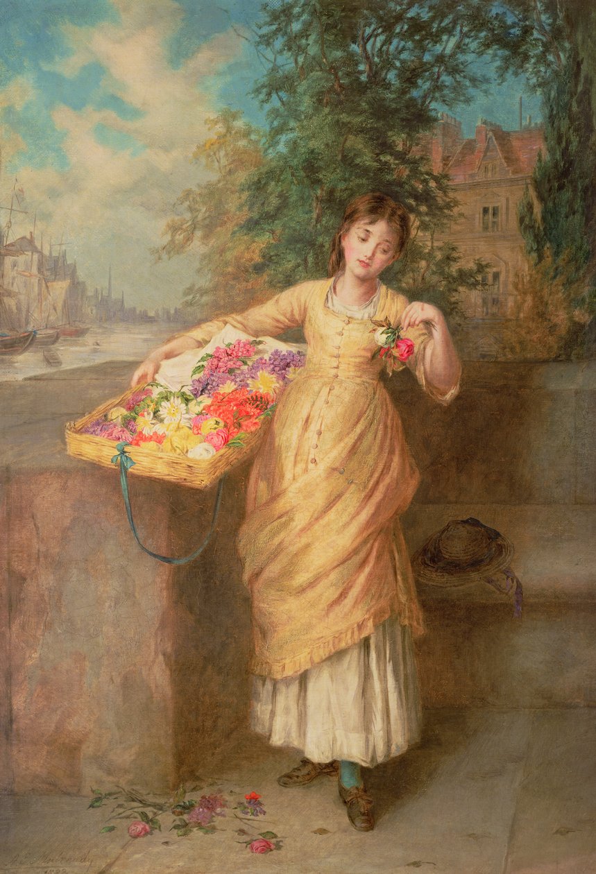 Die Blumenverkäuferin, 1882 von Augustus Edward Mulready