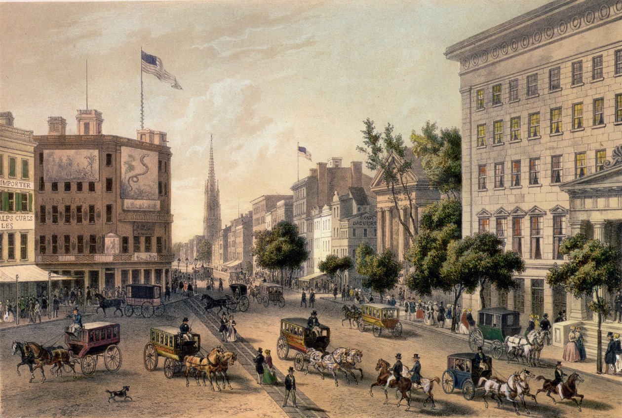 Broadway, New York, graviert von Deroy, veröffentlicht von Goupil und Co. von Augustus Kollner
