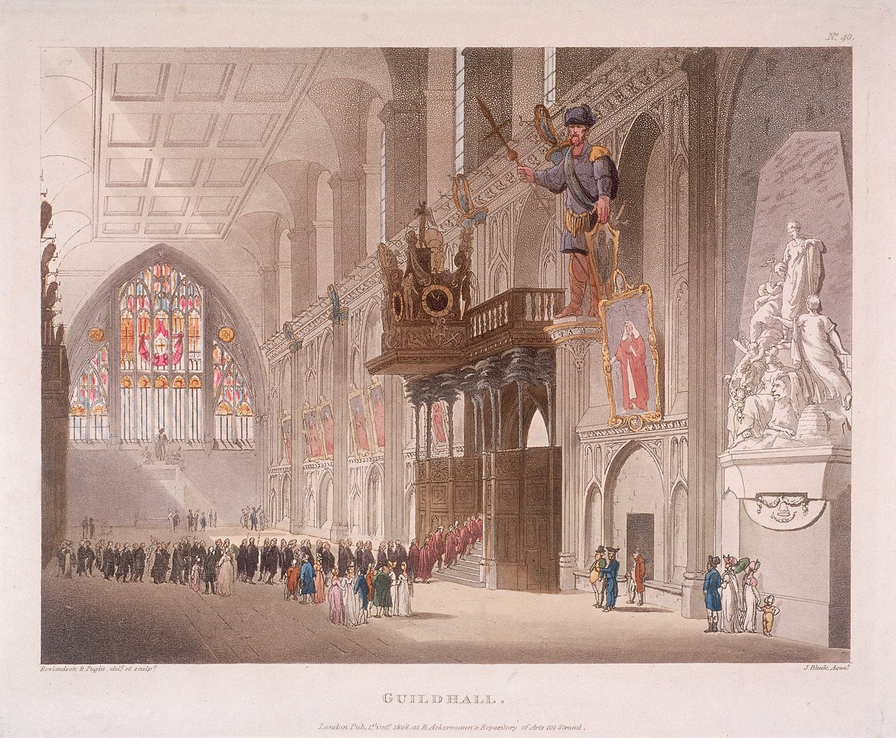 Guildhall, London, 1808 von Augustus Charles Pugin, Thomas Rowlandson