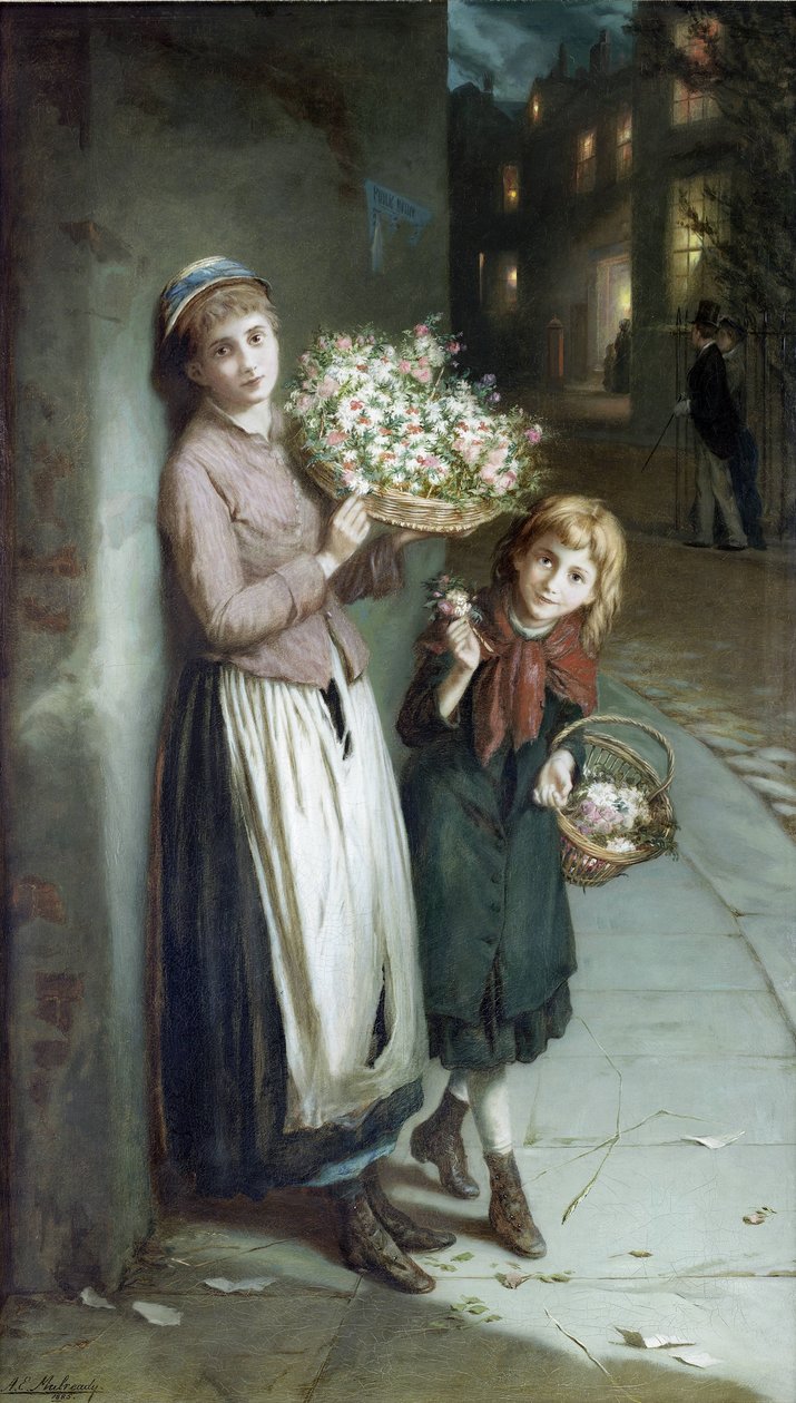 Blumenmädchen – eine Sommernacht von Augustus Edwin Mulready