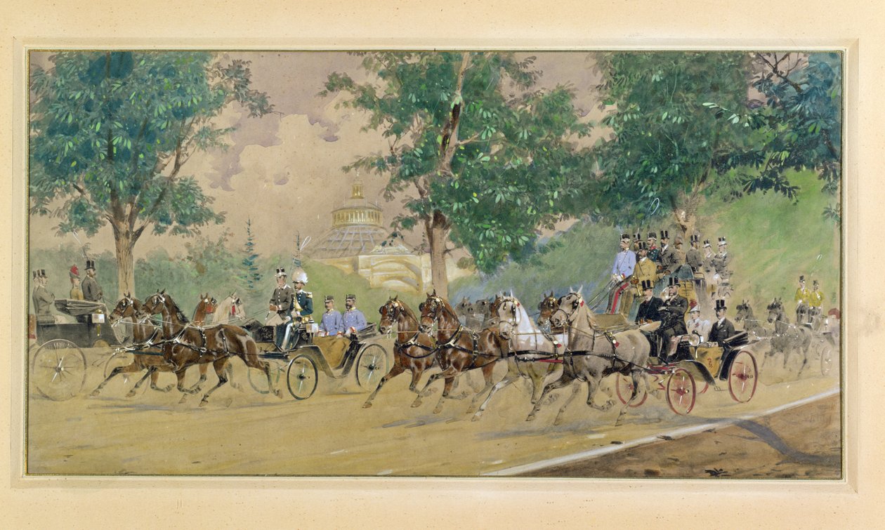 Kutschfahrt in der Nähe der Rotunde, Wien von Austrian School