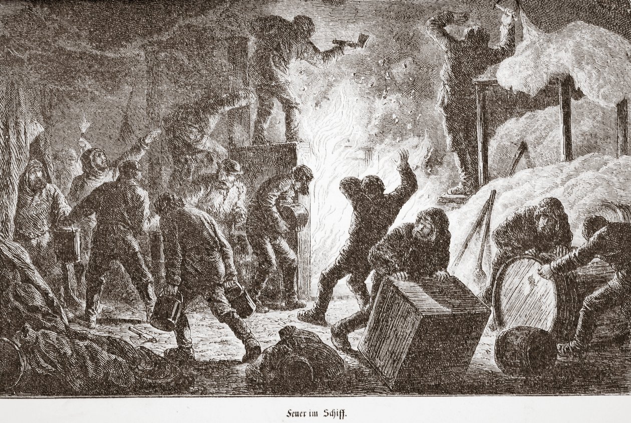 Feuer an Bord des Schiffes, 1876 von Austrian School