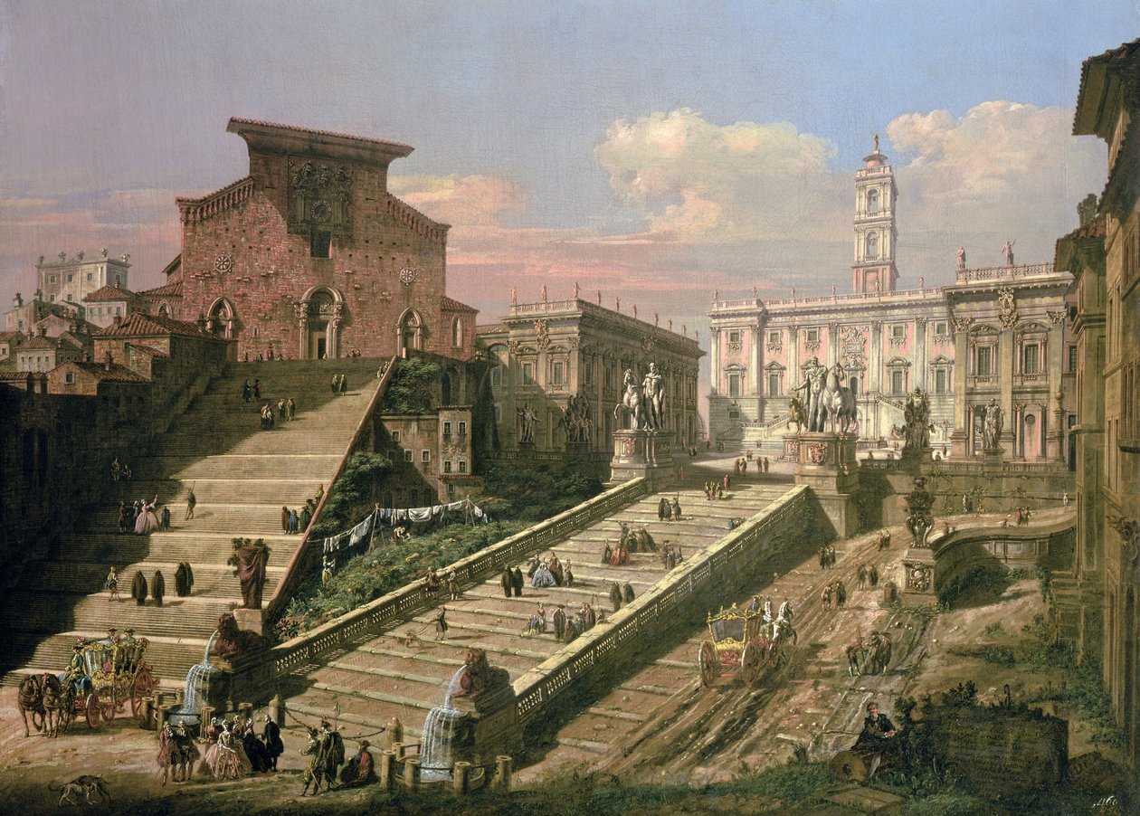 Die Piazza del Campidoglio und die Kirche S. Maria d