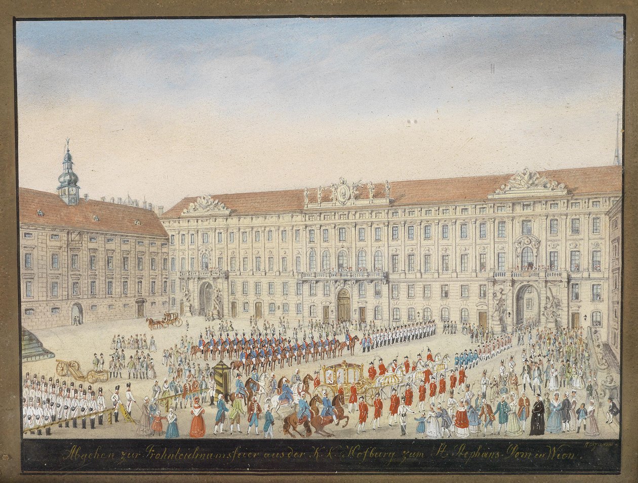 Abgehen zur Fronleichnahmsfeier aus der k. k. Hofburg zum St. Stephansdom in Wien von Balthasar Wigand