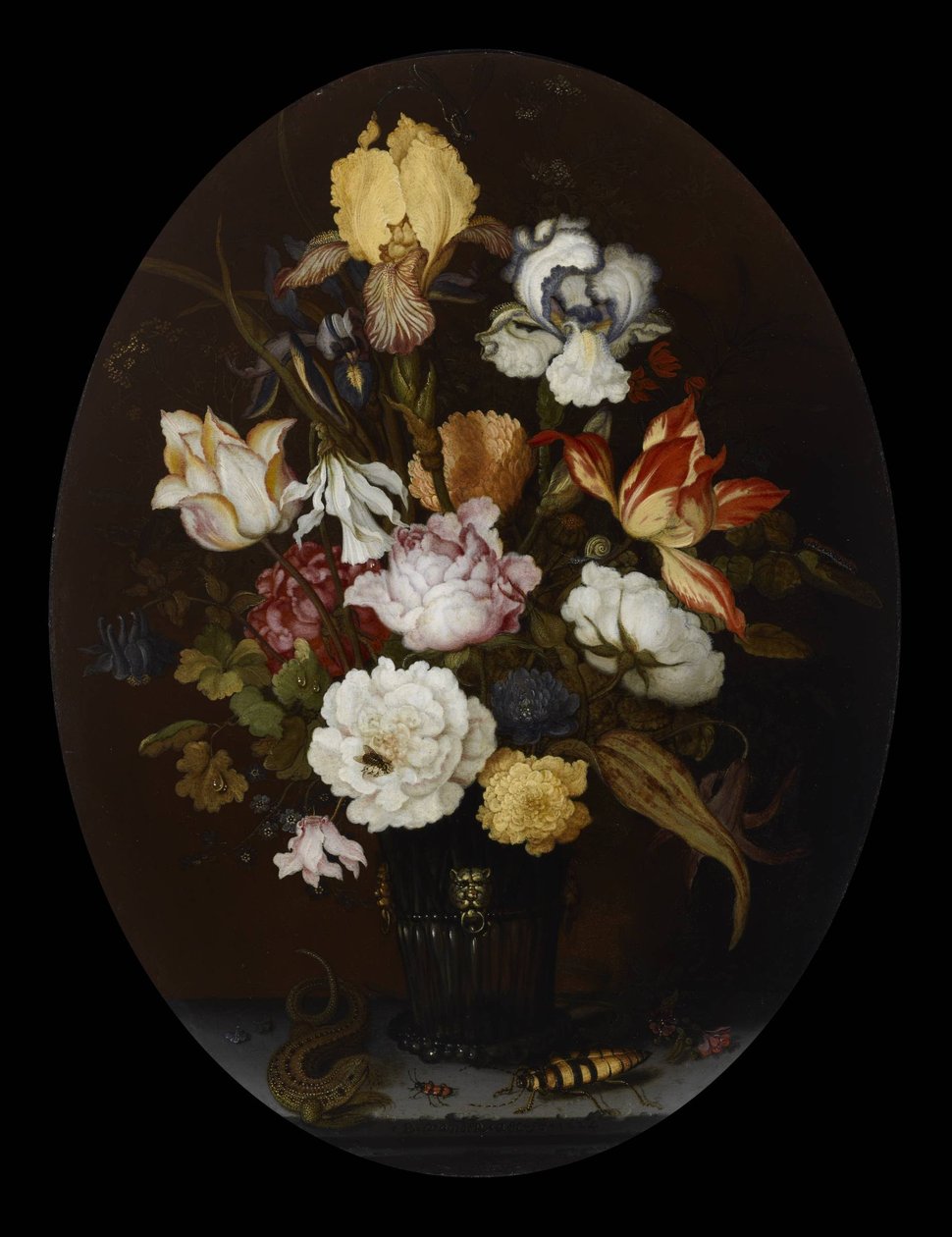 Stillleben mit Blumen in einer Glasvase von Balthasar van der Ast