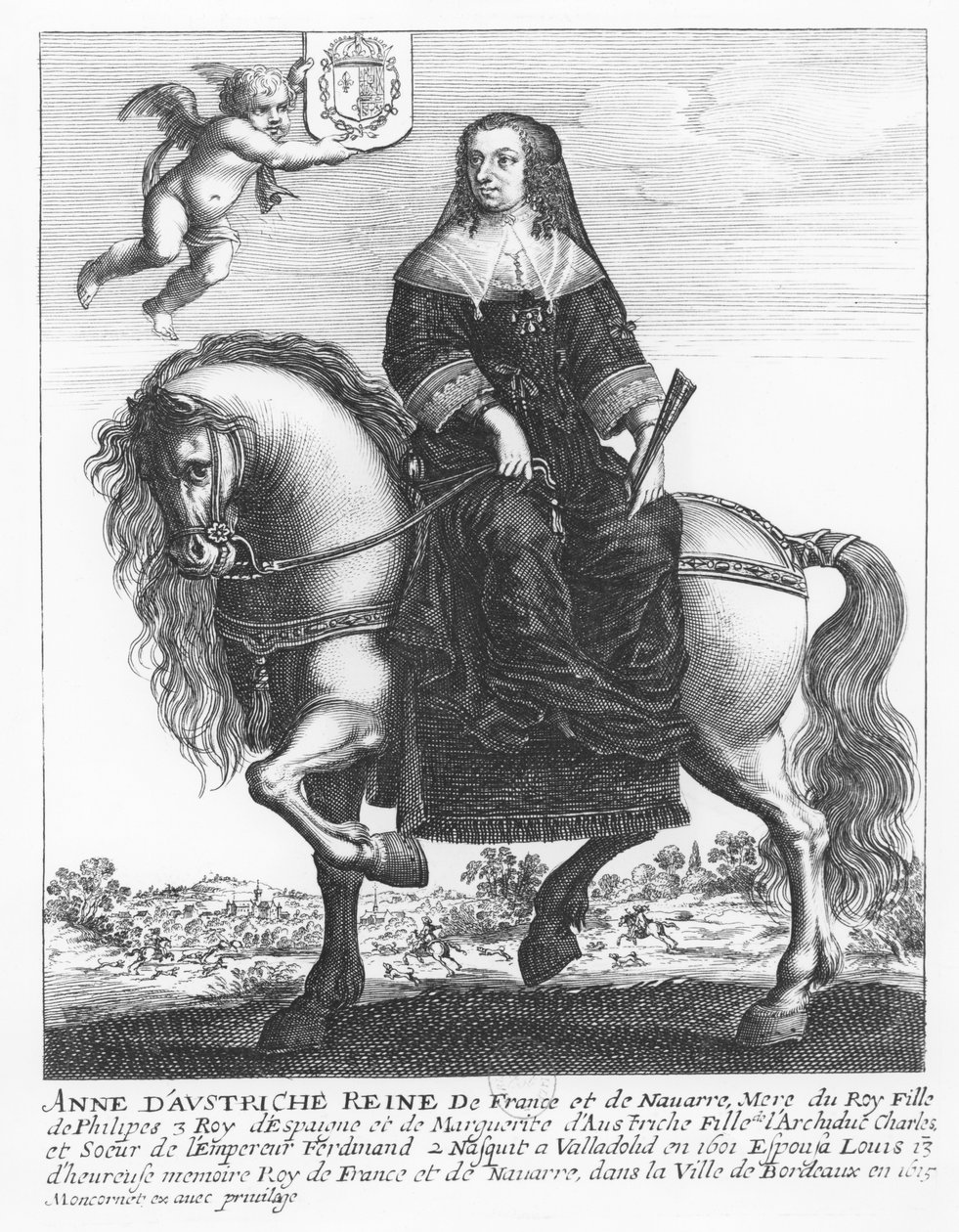 Reiterporträt von Anne von Österreich von Balthazar Moncornet