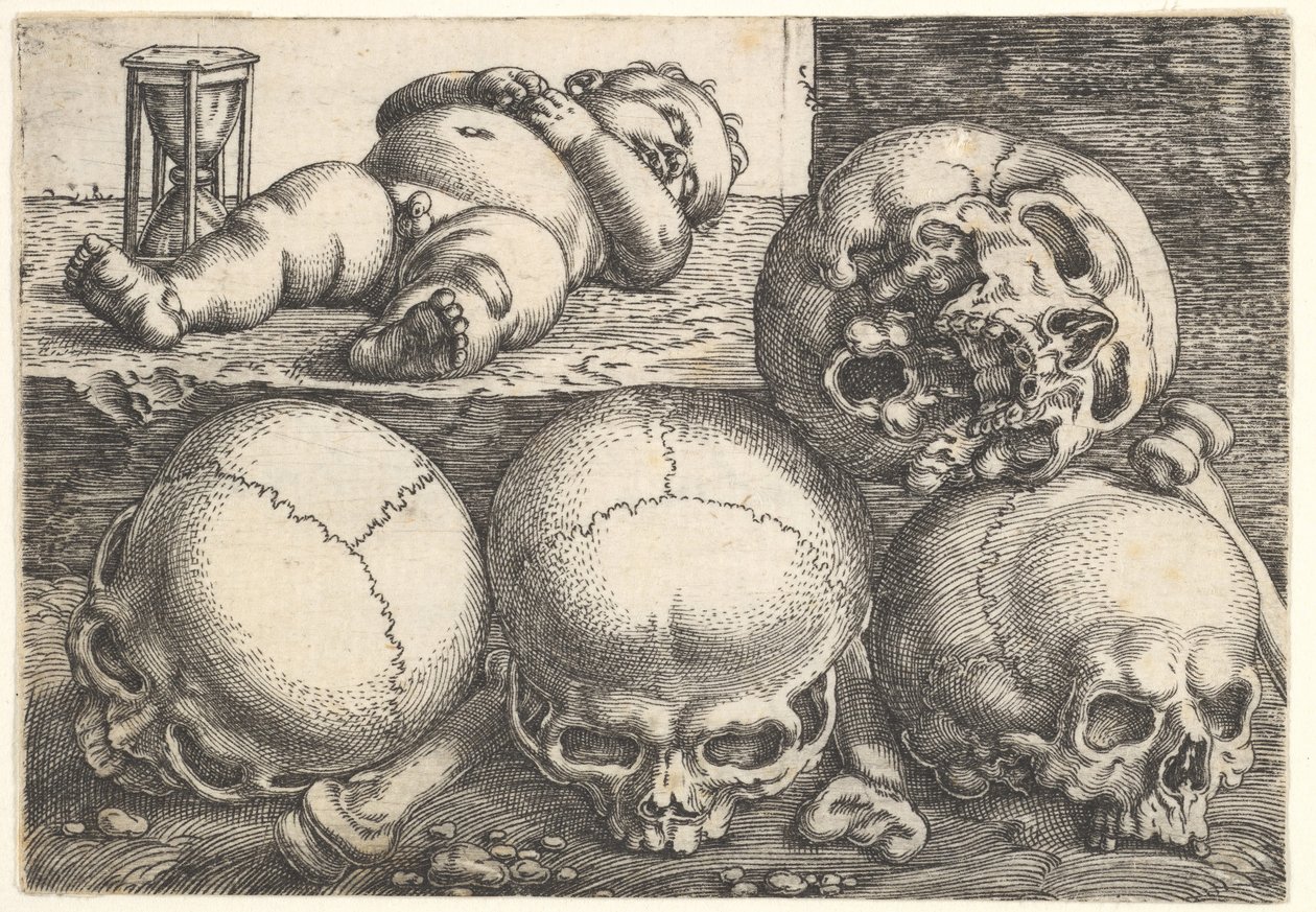 Totes Kind mit vier Schädeln, Mitte des 16. Jahrhunderts von Barthel Beham