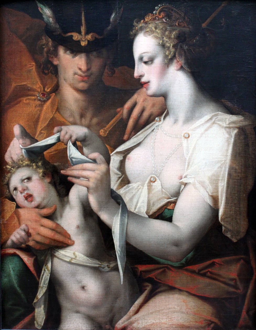 Venus und Merkur verbinden Amor die Augen von Bartholomaeus Spranger
