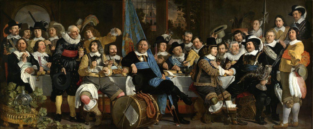 Die Feier des Friedens von Münster, 18. Juni 1648, im Hauptquartier der Armbrustschützengilde (St. Georgsgarde), Amsterdam von Bartholomeus van der Helst