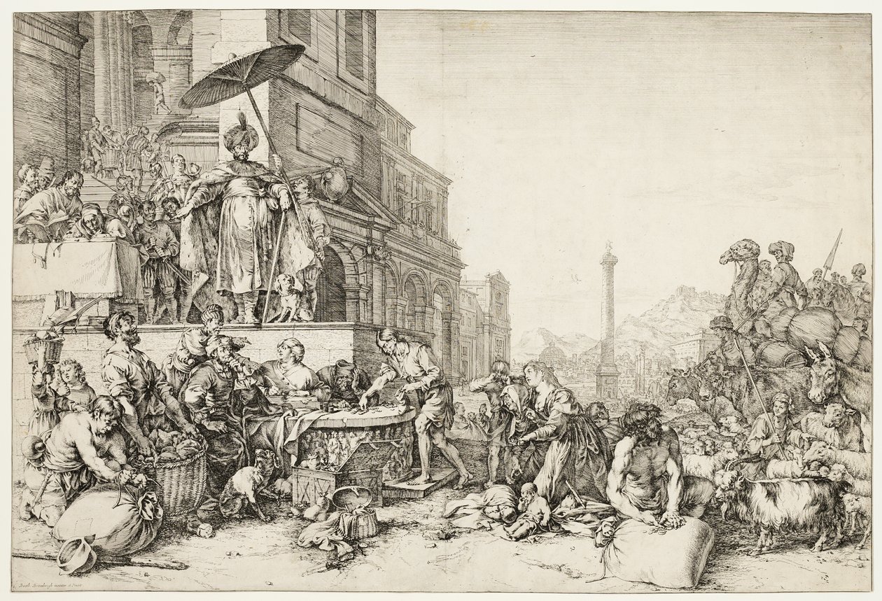 Joseph verteilt Getreide an Ägypten von Bartholomeus Breenbergh