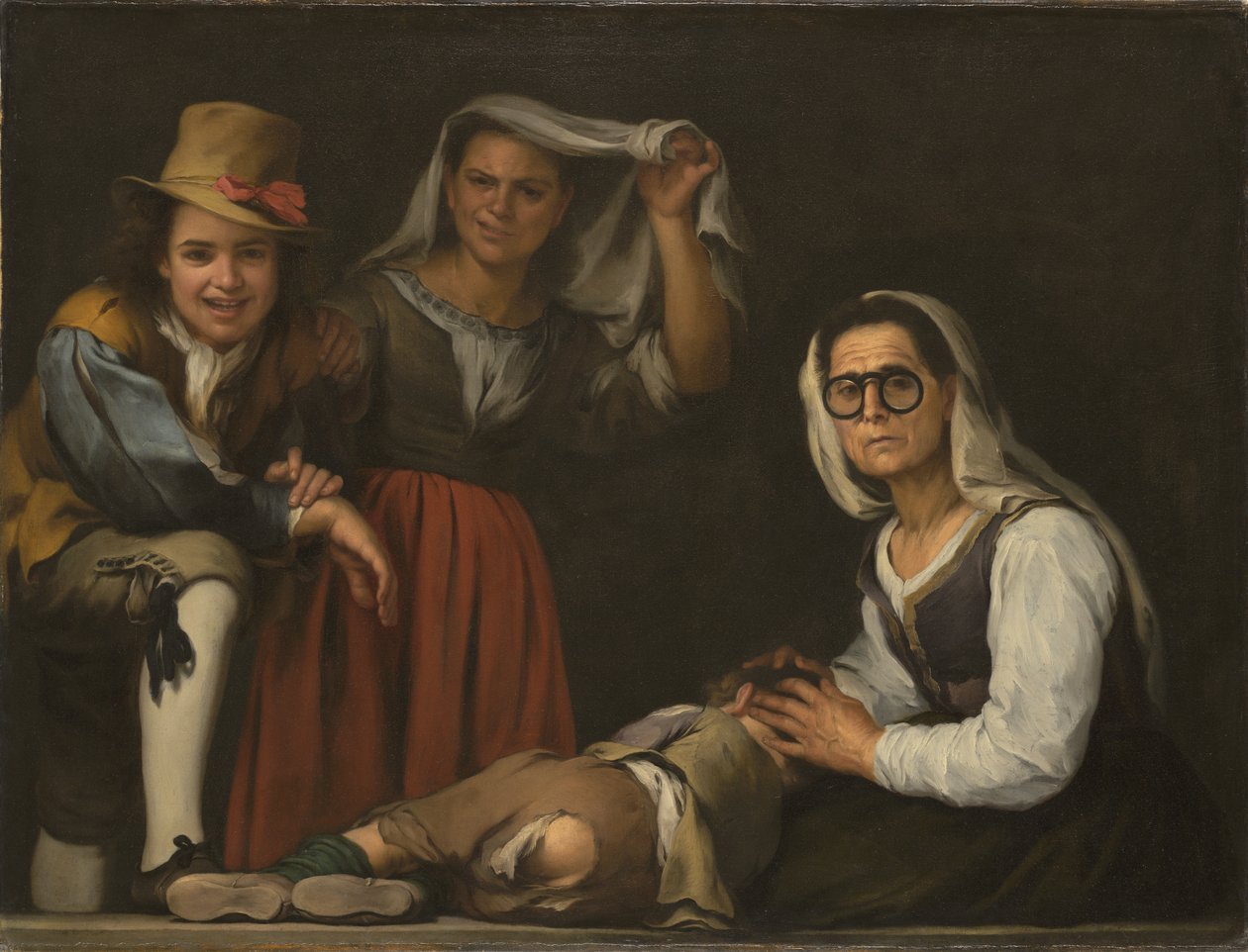 Vier Figuren auf einer Stufe von Bartolomé Esteban Murillo