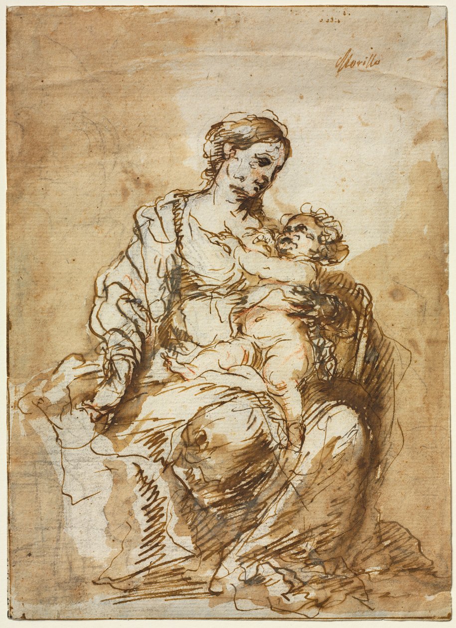 Madonna stillt das Christkind von Bartolomé Esteban Murillo