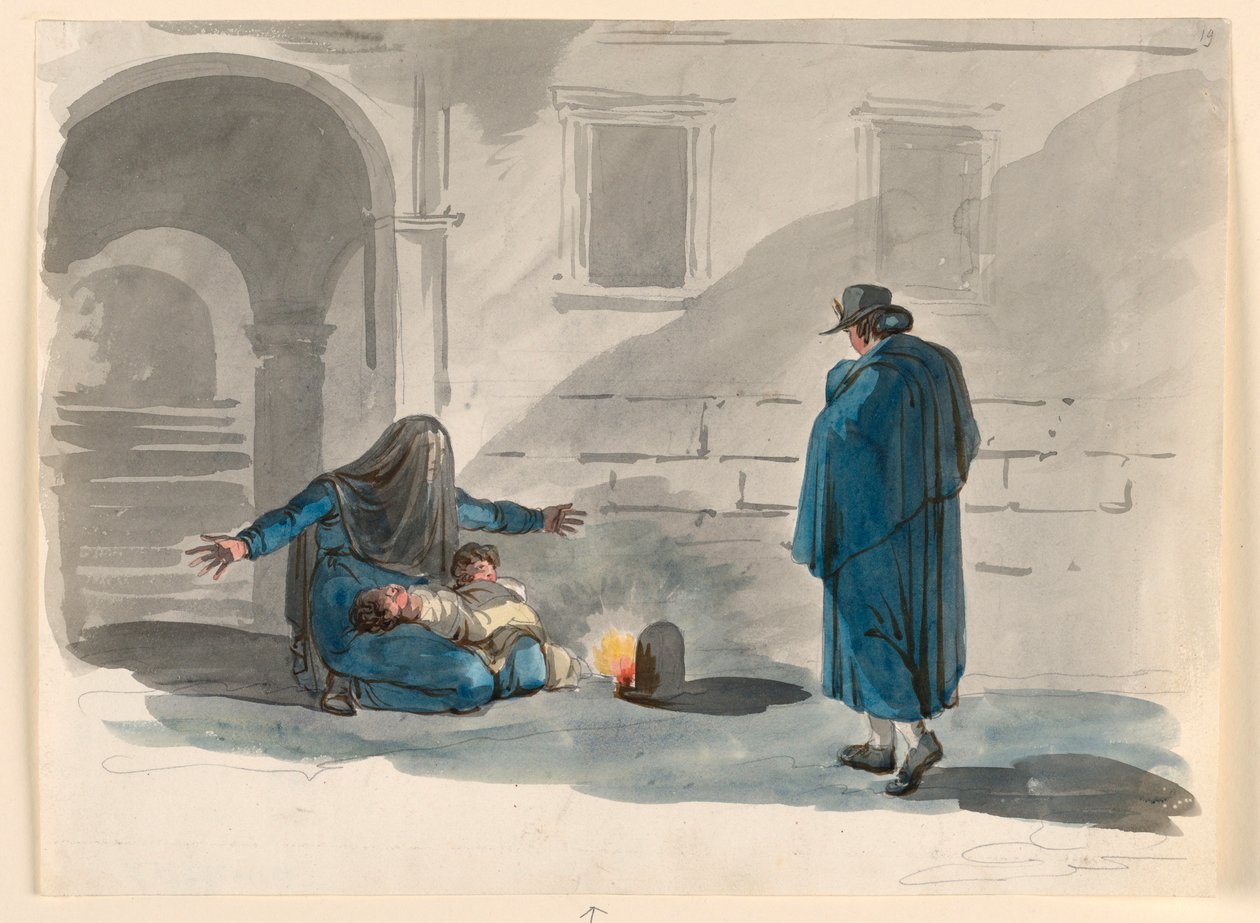 Zeichnung, Eine mittellose Frau in Rom, 1807–08 von Bartolomeo Pinelli