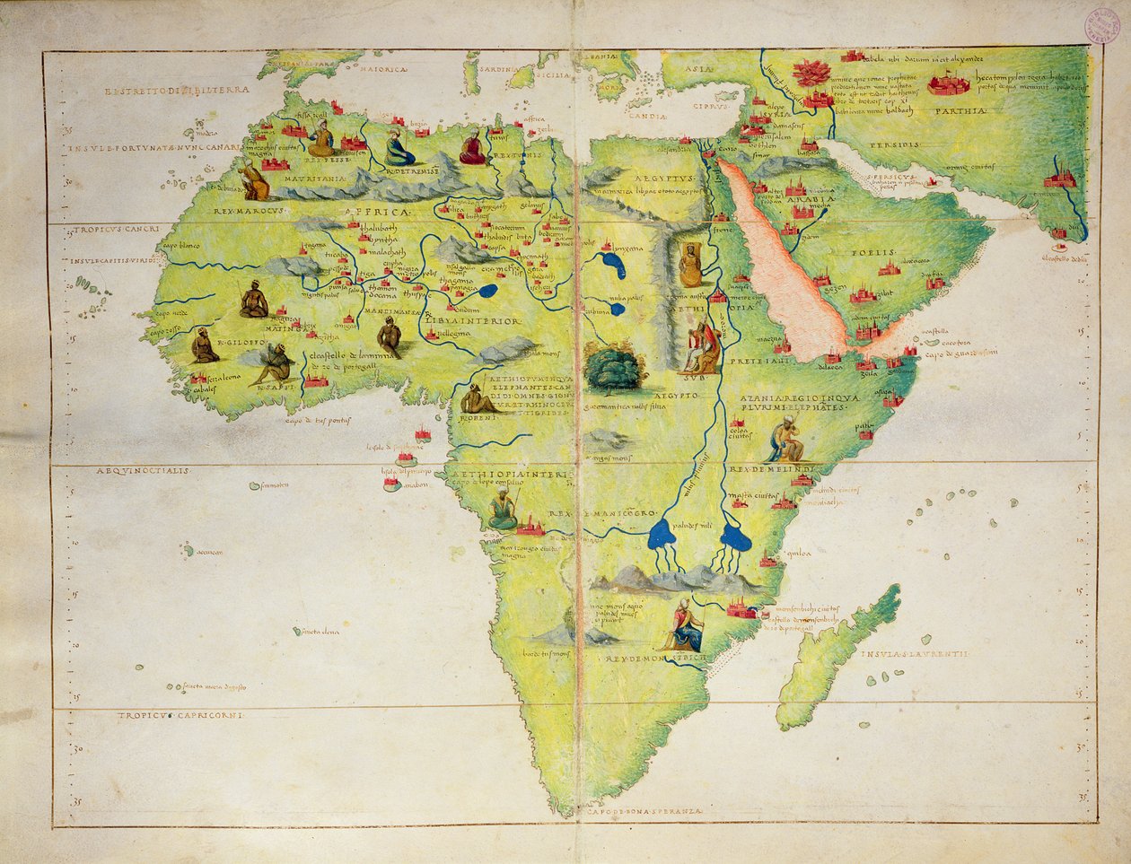 Der Kontinent Afrika, aus einem Atlas der Welt in 33 Karten, Venedig, 1. September 1553 von Battista Agnese