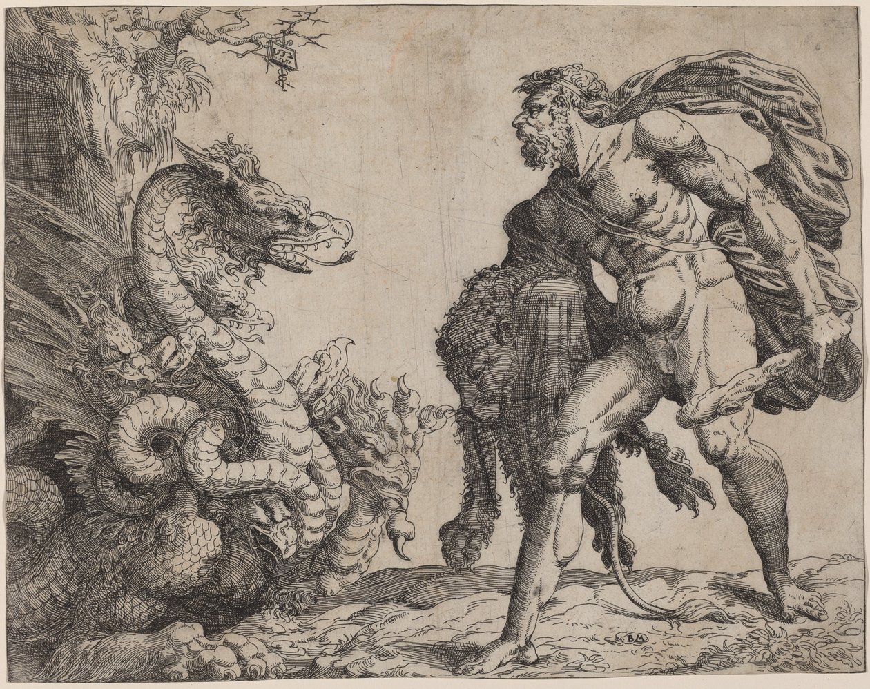 Herkules und die Hydra von Battista Angolo del Moro