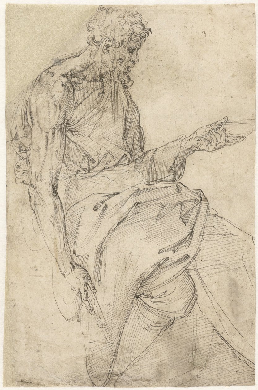 Johannes der Täufer sitzend von Battista Franco