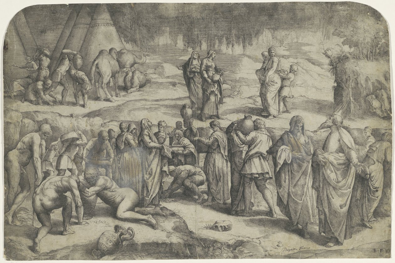 Sammeln des Manna von Battista Franco