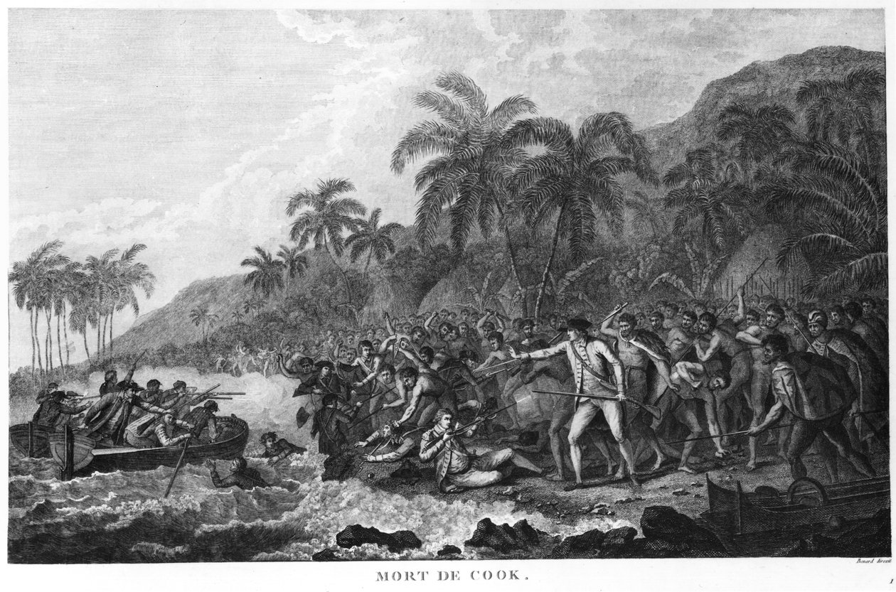 Der Tod von Captain James Cook (1728-79) am 14. Februar 1779 von Robert Benard