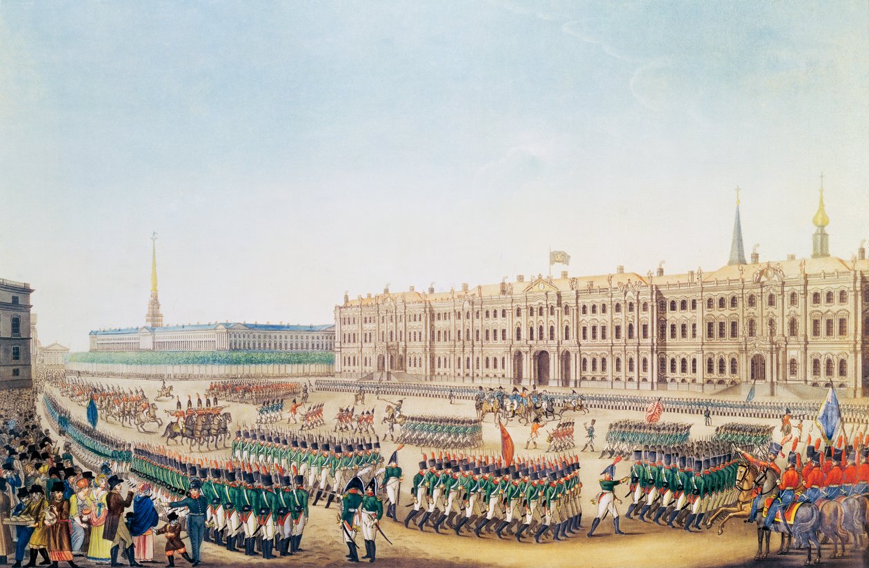 Ansicht der Parade und des Kaiserpalastes von St. Petersburg von Benjamin Patersson