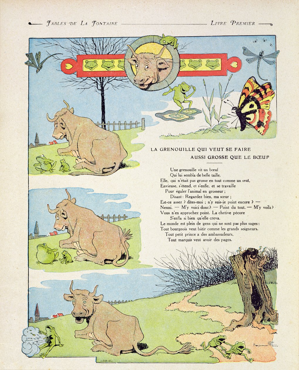 Der Frosch, der so dick wie der Stier sein wollte, Illustration aus 