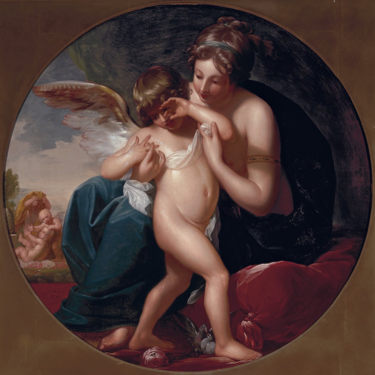 Amor, von einer Biene gestochen, wird von seiner Mutter getröstet, 1774 von Benjamin West