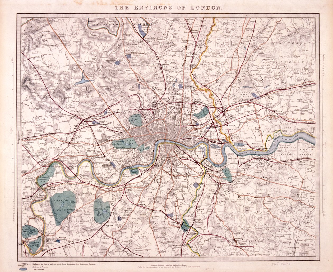 Karte von London von Benjamin Rees Davies