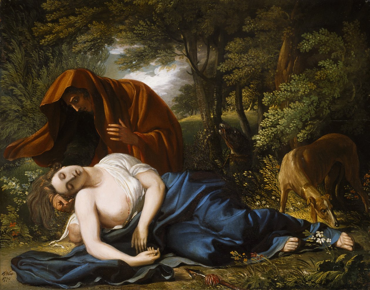 Der Tod von Procris, 1770, retuschiert 1803 von Benjamin West