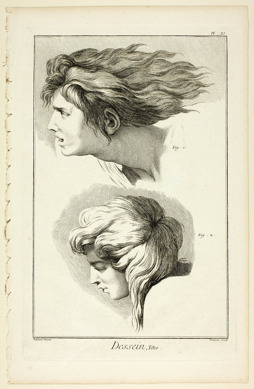 Design: Köpfe, aus Encyclopédie von Benoit Louis Prevost