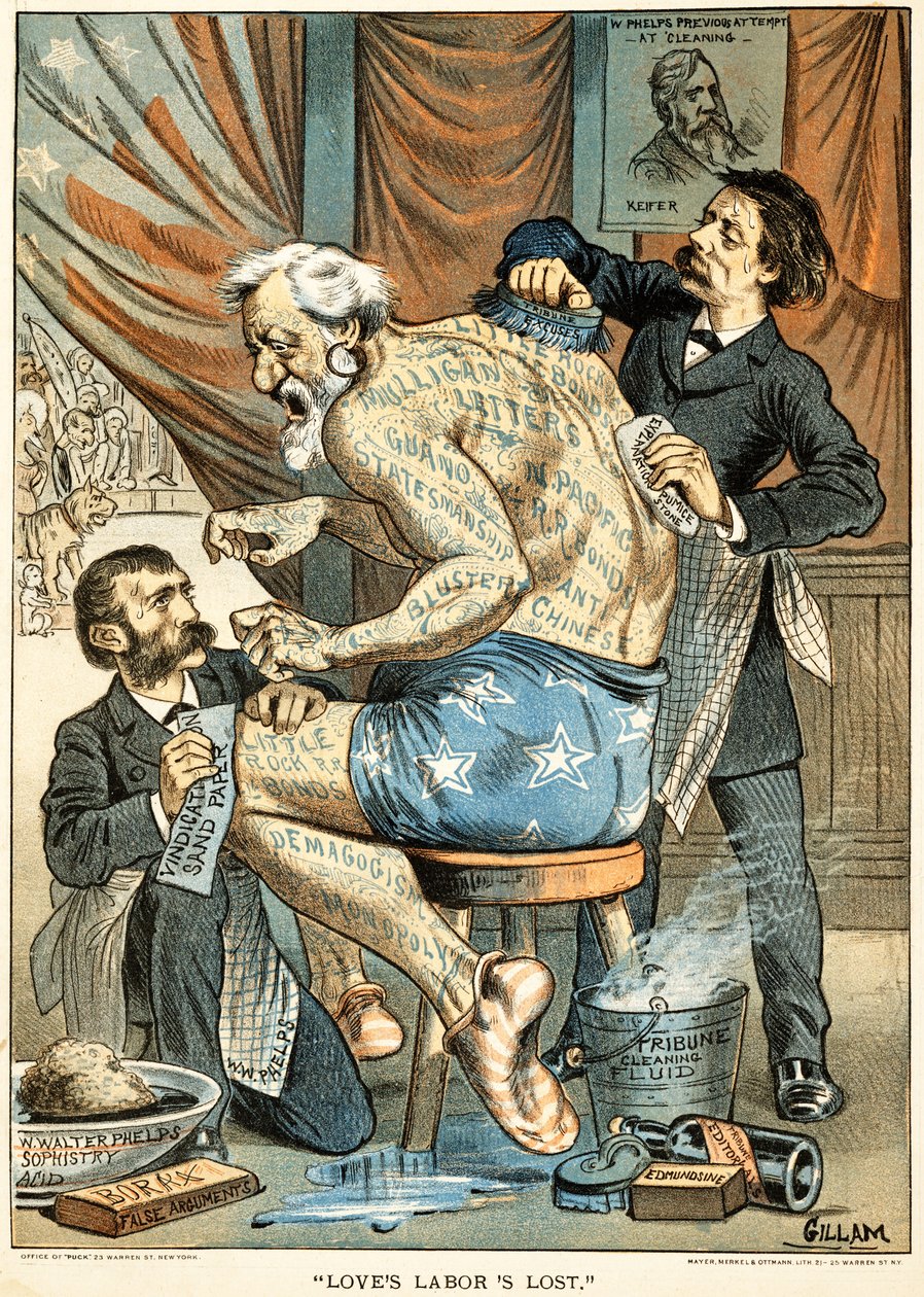 Verlorene Liebesmüh veröffentlicht in Puck Magazine, 1884 von Bernard Gillam