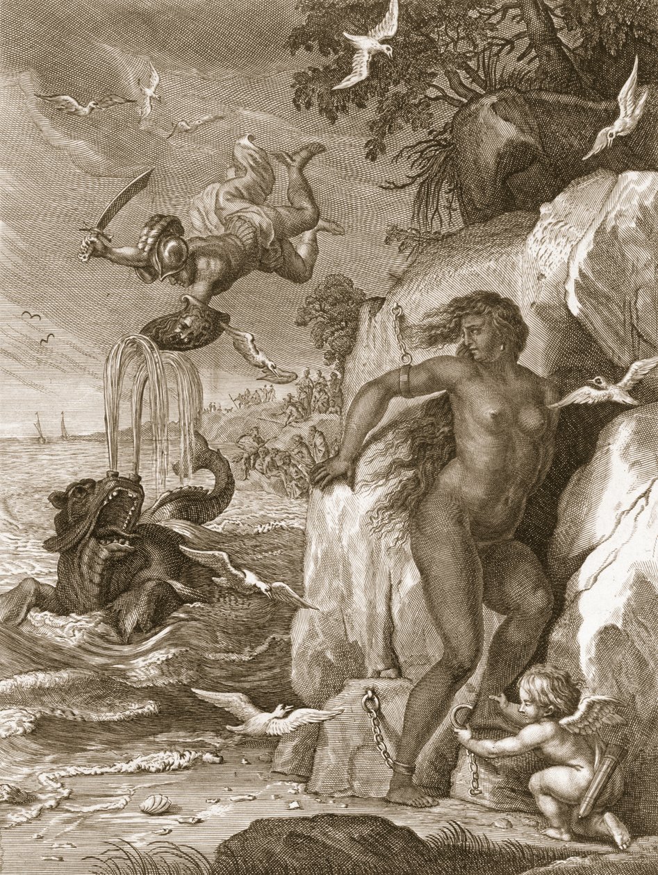 Perseus befreit Andromeda vom Seeungeheuer, 1731 von Bernard Picart