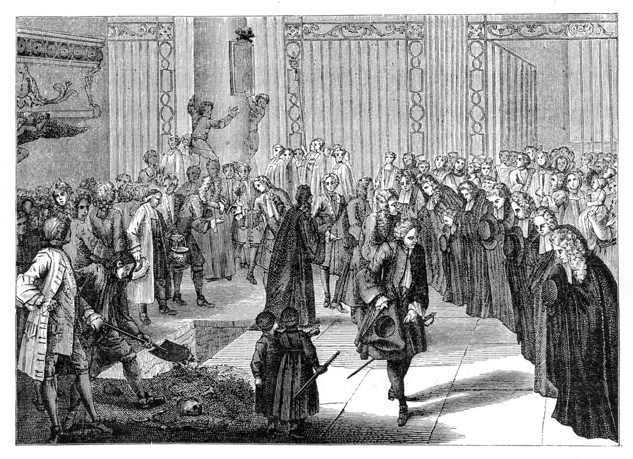 Beerdigung in einer Kirche, 1885 von Bernard Picart